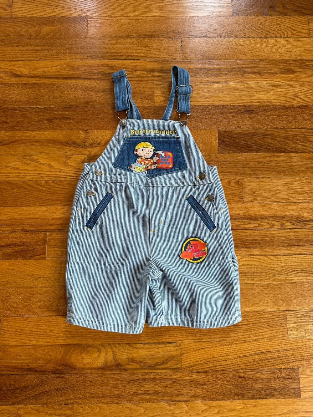 Vintage 90s Y2K Bob the Builder Overalls, Cute Baby Romper Character (Size 4T)